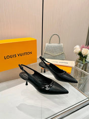6AM SLINGBACK HIGH HEELS 55 MM IN BLACK LAMBSKIN