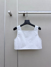 MIUMIU 26S SLEEVELESS CROPPED SQUARE-NECK TOP STYLE 1079