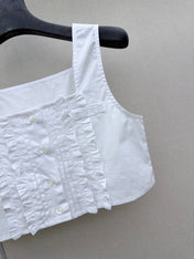 MIUMIU 26S SLEEVELESS CROPPED SQUARE-NECK TOP STYLE 1079