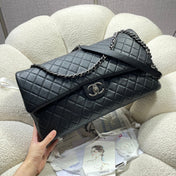 CHANEL 26S FLAP BAG 46 IN BLACK CAVIAR CALFSKIN