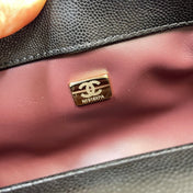 CHANEL 26S COCO HANDLE BAG 32 IN BLACK AND BURGUNDY CAVIAR CALFSKIN