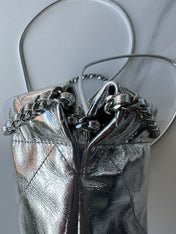 CC MINI 20 BAG IN SILVER METALLIC LAMBSKIN