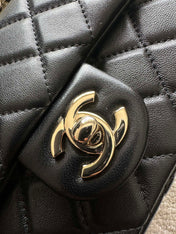 CHANEL 25S CLASSIC FLAP BAG MINI 20 IN BLACK LAMBSKIN WITH GOLD HARDWARE