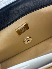 CHANEL 25S CLASSIC FLAP BAG MINI 20 IN BLACK LAMBSKIN WITH GOLD HARDWARE