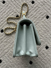 CHANEL 25S CLASSIC WALLET ON CHAIN 19 IN MINT GREEN PASTEL LAMBSKIN WITH GOLD HARDWARE