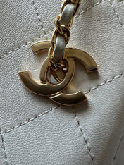 CHANEL 26S MINI BUCKET BAG 18 IN IVORY WHITE QUILTED CALFSKIN GOLD HARDWARE