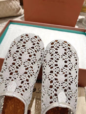 FLAT SHOES 25 IN PAPER WHITE MESH FABRIC