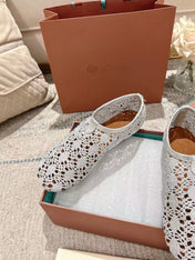 FLAT SHOES 25 IN PAPER WHITE MESH FABRIC