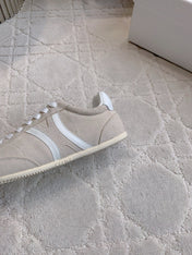 CELINE 25S JOGGER LOW LACE UP SNEAKER IN LIGHT GRAY CALFSKIN AND SUEDE