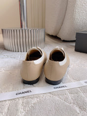 CHANEL 25S TWO TONE LACE UP IN BEIGE CALFSKIN