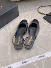 CHANEL 25S SLINGBACK IN BLACK FULL CALFSKIN GOLD HARDWARE
