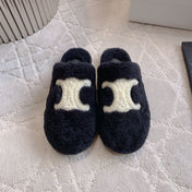 CELINE 26S MULES WITH LOGO IN BLACK WOOL