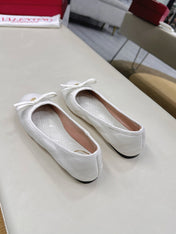 VLTN CLASSIC BALLET FLATS 25S IN WHITE CALFSKIN WITH BOW