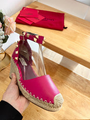 VALENTINO 26S WEDGE SHOES IN DARK PINK CALFSKIN