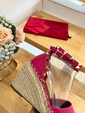 VALENTINO 26S WEDGE SHOES IN DARK PINK CALFSKIN