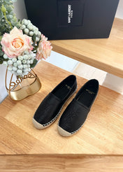 SL YVES EMBOSSED LOGO SLIP ON BLACK CALFSKIN