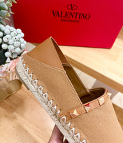 ROCKSTUD CIDER BROWN CANVAS ESPADRILLES