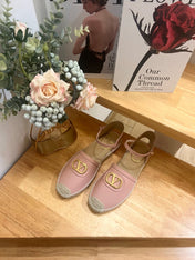 VALENTINO 26S ESPADRILLE SHOES IN LIGHT PINK CALFSKIN
