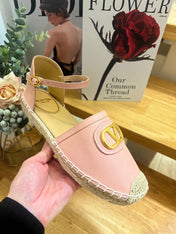 VALENTINO 26S ESPADRILLE SHOES IN LIGHT PINK CALFSKIN