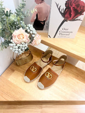 VALENTINO 26S ESPADRILLE SHOES IN BROWN CALFSKIN