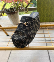 GUCCI 26S WEDGE SANDALS 100 MM IN BLACK DENIM