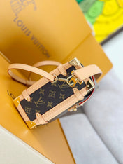 LV 25S SIDE TRUNK 30 IN BROWN MONOGRAM CANVAS LEATHER TRIM GOLD HARDWARE