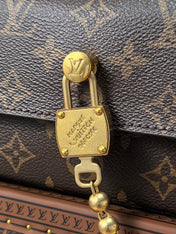 LV 25S MINI STEAMER 18 IN DARK BROWN CANVAS MONOGRAM GOLD HARDWARE