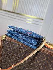 LV 25S COUSSIN BAG 26 IN DARK BLUE DENIM MONOGRAM CHERRY GOLD HARDWARE