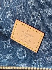 LV 25S BUMBAG 38 IN BLUE MONOGRAM DENIM LEATHER TRIM GOLD HARDWARE