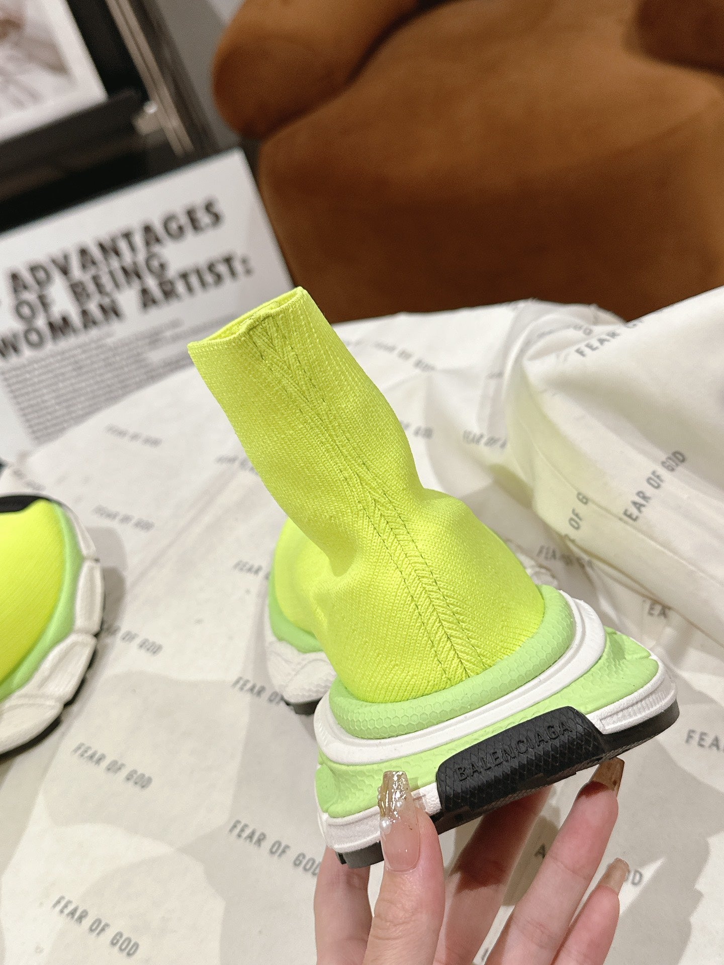 BALENCIAGA 25S SPEED TRAINER SNEAKERS 55 MM IN LIGHT LEMON YELLOW KNIT