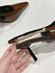 BLAKE SLINGBACK PUMPS 80 IN BROWN PATENT LEATHER