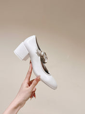 CC HIGH MARY JANE WHITE LAMBSKIN