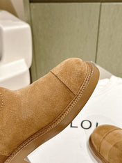 CC SHORT BOOTS PEANUT BROWN SUEDE CALFSKIN