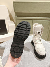 MARTIN BOOTS IN WHITE EMBROIDERED CALFSKIN