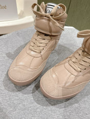 CHLOÉ 26S HIGH-TOP SNEAKERS IN BEIGE CALFSKIN
