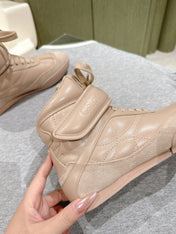 CHLOÉ 26S HIGH-TOP SNEAKERS IN BEIGE CALFSKIN