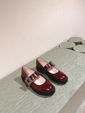VIV' RANGERS MARY JANES IN BURGUNDY RED CALFSKIN