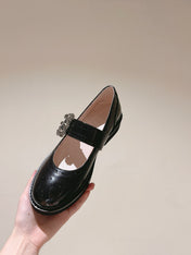VIV' RANGERS MARY JANES IN BLACK CALFSKIN