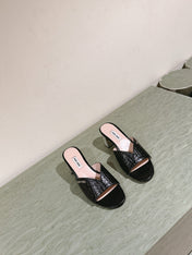 JEWELLED HEEL 55 MULE SANDALS IN BLACK CALFSKIN