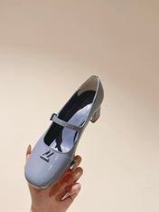 SWING HIGH MARY JANE 55 MM IN ICE BLUE PATENT CALFSKIN