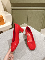 SWING HIGH PUMP 55 MM IN CRIMSON RED PATENT CALFSKIN