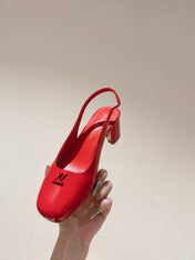SWING SLINGBACK PUMP 55 MM IN CRIMSON RED CALFSKIN