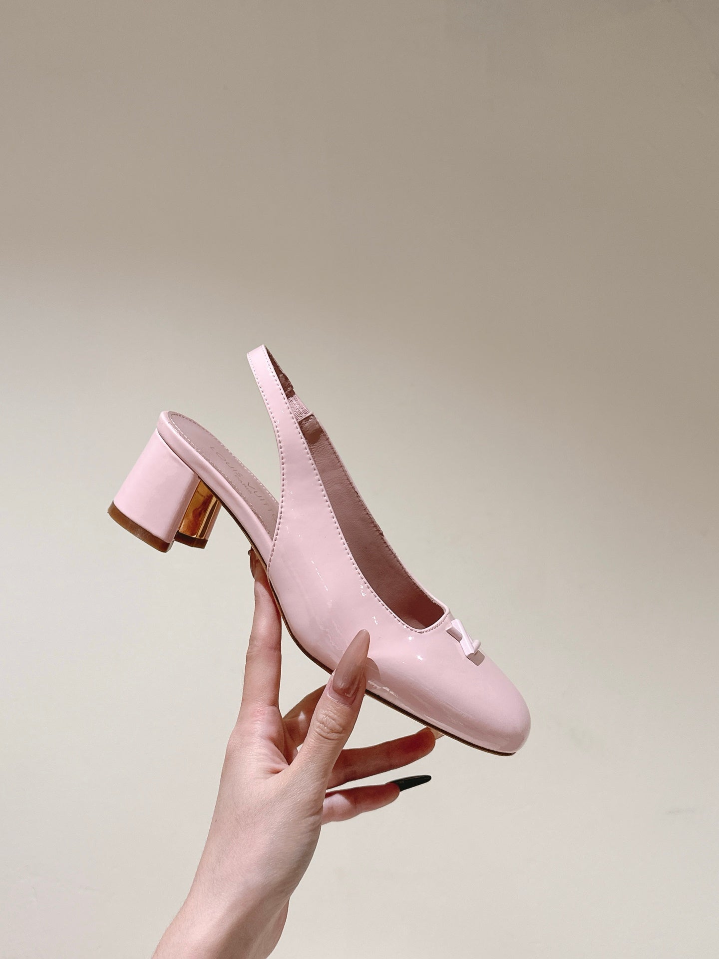 SWING SLINGBACK PUMP 55 MM IN PEACH PINK CALFSKIN