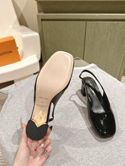 SWING SLINGBACK PUMP 55 MM IN BLACK PATENT CALFSKIN