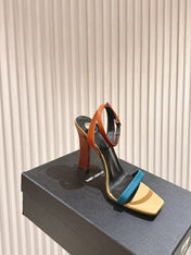 YSL 25S HIGH-HEEL SANDALS 100 MM IN MULTICOLOR SATIN STYLE 1