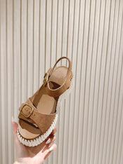 CHLOÉ 26S HIGH-HEELED SANDALS IN BROWN LAMBSKIN AND SUEDE