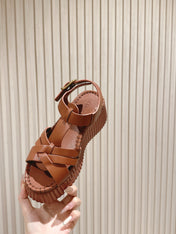 CHLOÉ 26S HIGH-HEELED SANDALS IN BROWN LAMBSKIN