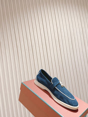 LP LOAFERS 25S IN STEEL BLUE SUEDE WITH SILVER HARDWARE