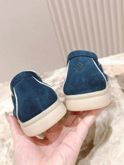 LP LOAFERS 25S IN STEEL BLUE SUEDE WITH SILVER HARDWARE