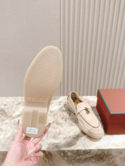 LP LOAFERS 25S IN CHAMPAGNE BEIGE SUEDE WITH SILVER HARDWARE